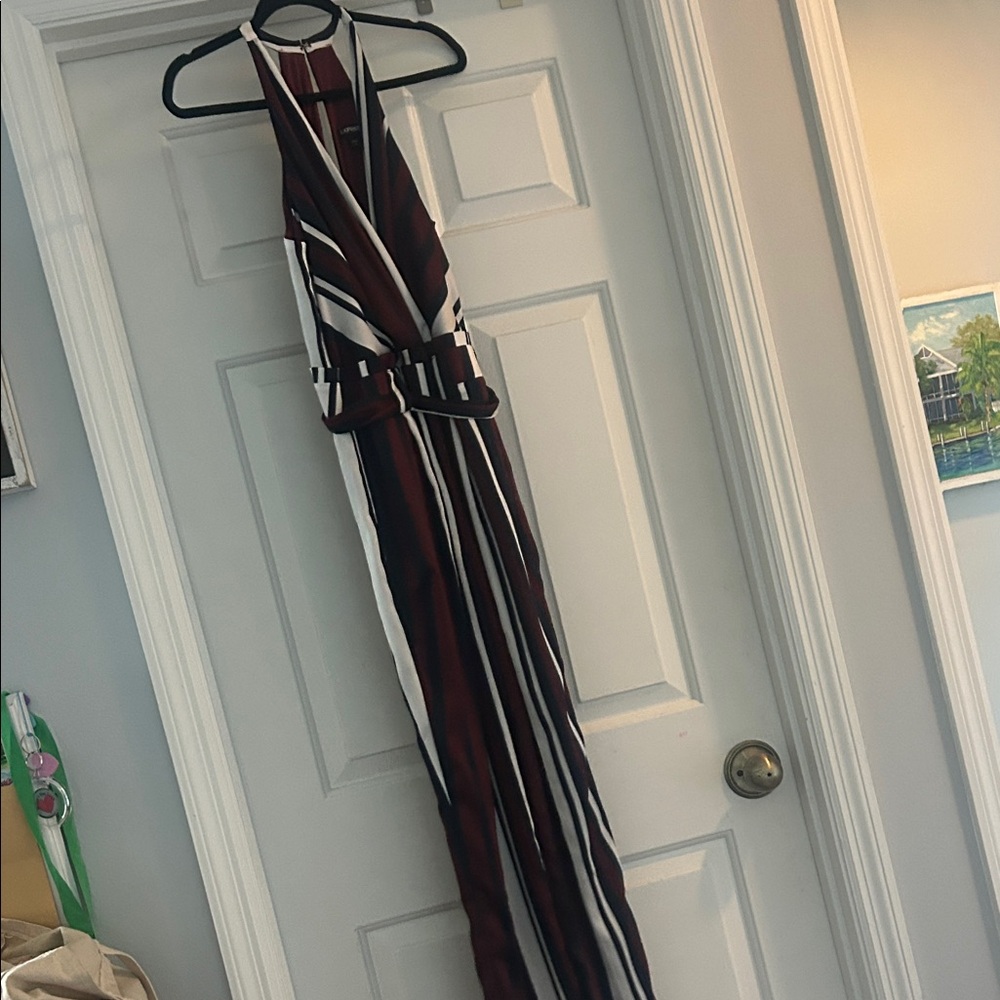 EXPRESS Striped Halter Jumpsuit